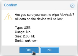 A confirmation screen shot asking if I want to format the disk.